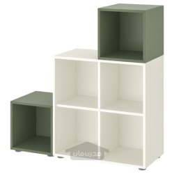 ترکیب کابینت با پایه ها ایکیا مدل IKEA EKET رنگ سفید/خاکستری-سبز