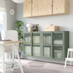 کابینت درب دار ایکیا مدل IKEA IVAR رنگ مش خاکستری-سبز