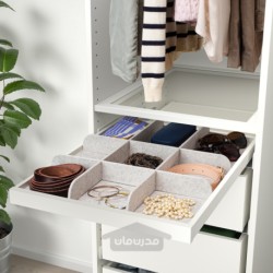 سینی درجی کشویی با تقسیم کننده ایکیا مدل IKEA KOMPLEMENT رنگ سفید/خاکستری روشن
