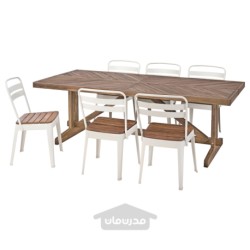 میز + 6 صندلی، فضای باز ایکیا مدل IKEA NORRMANSÖ / NORRMANSÖ رنگ اقاقیا / اقاقیا بژ