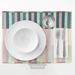 زیر بشقابی صورتی فیروزه ای/ سبز روشن ایکیا مدل MITTBIT IKEA