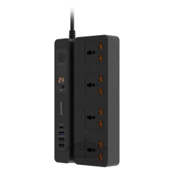 سیار چندمنظوره پورودو شامل 3 USB و 4 خروجی با پایه تلفن و تایمر دیجیتال مدل Porodo PD-FWCH007