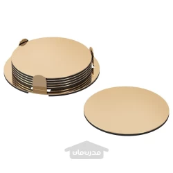زیر لیوانی با پایه نگهدارنده برنجی 8.5 سانتی متری ایکیا بسته 6 عددی مدل IKEA GLATTIS