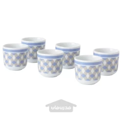 جام کاوا سفید/آبی ایکیا مدل IKEA GOKVÄLLÅ