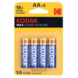 باتری قلمی AA آلکالاین مکس سوپر آلکالاین کارت 4 تایی کوداک KODAK