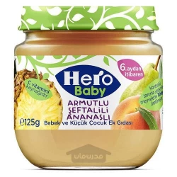  پوره میوه کودک هیرو بیبی با طعم هلو، گلابی، آناناس 125 گرم Hero baby