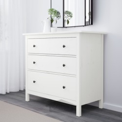 کمد دارور 3 کشو ایکیا مدل IKEA HEMNES رنگ لکه سفید