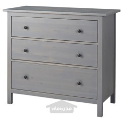 کمد دارور 3 کشو ایکیا مدل IKEA HEMNES رنگ خاکستری رنگ آمیزی شده