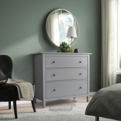 کمد دارور 3 کشو ایکیا مدل IKEA HEMNES رنگ خاکستری رنگ آمیزی شده