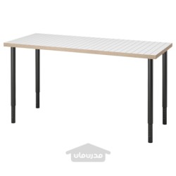 میز تحریر ایکیا مدل IKEA LAGKAPTEN / OLOV رنگ آنتراسیت سفید/مشکی