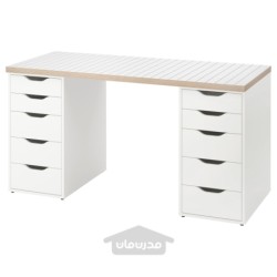 میز تحریر ایکیا مدل IKEA LAGKAPTEN / ALEX رنگ آنتراسیت سفید/سفید