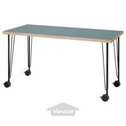 میز تحریر ایکیا مدل IKEA LAGKAPTEN / KRILLE رنگ خاکستری فیروزه ای /مشکی