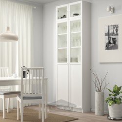 کتابخانه با واحد افزایش ارتفاع/پنل/درب شیشه ای ایکیا مدل IKEA BILLY رنگ سفید