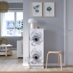 ترکیب کتابخانه با درب های شیشه ای ایکیا مدل IKEA BILLY / HÖGBO رنگ سفید